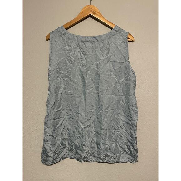 Vintage Richards & Jones Women Top Large Blue Silk Satin Abstract Sleeveless 90s - Picture 3 of 6
